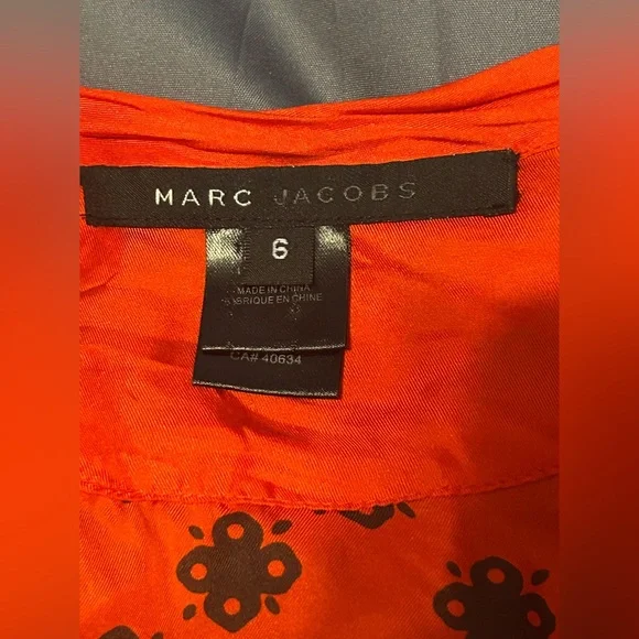 Rare Vintage Marc Jacobs Sz 6 100% Silk Red FloralPuff Sleeve Midi Dress Retro - Picture 9 of 9